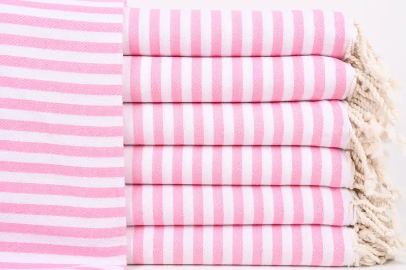 結婚式の記念品モノグラム入りトルコ綿ライトピンクストライプ、40x71インチ - 1