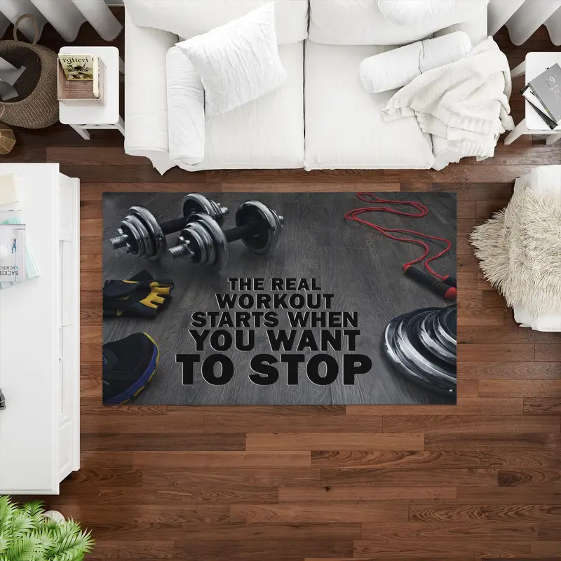Athletic Vibes Printed Rug: Sporty Design for Man Cave & Bedroom