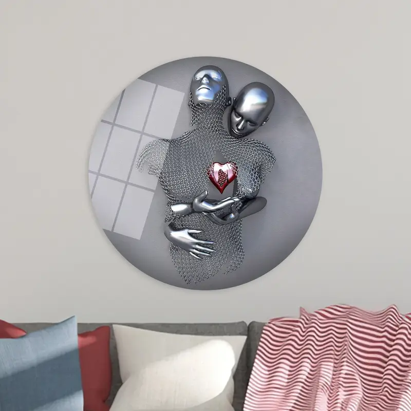 Romantic 3D Metallic Couple Canvas: Elegant Valentine's Day Gift