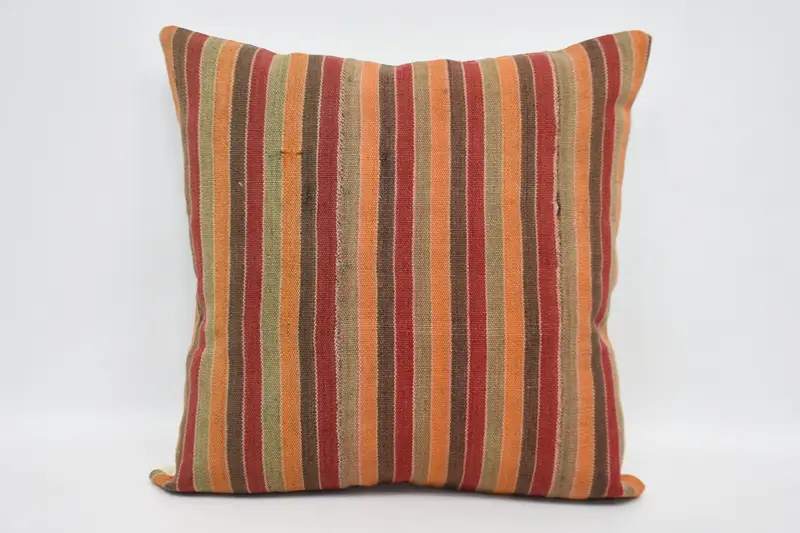 Vintage Gift Southwestern Pillow Cover, Orange 24x24 inch Striped Square Euro Sham - 1