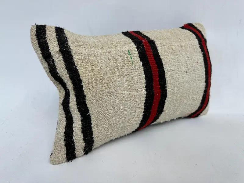 Handmade Striped Pillow, 12x20 Inches Rectangular Throw Pillow - 3