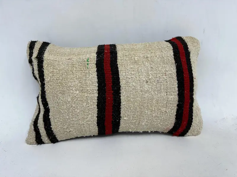 Handmade Striped Pillow, 12x20 Inches Rectangular Throw Pillow - 1