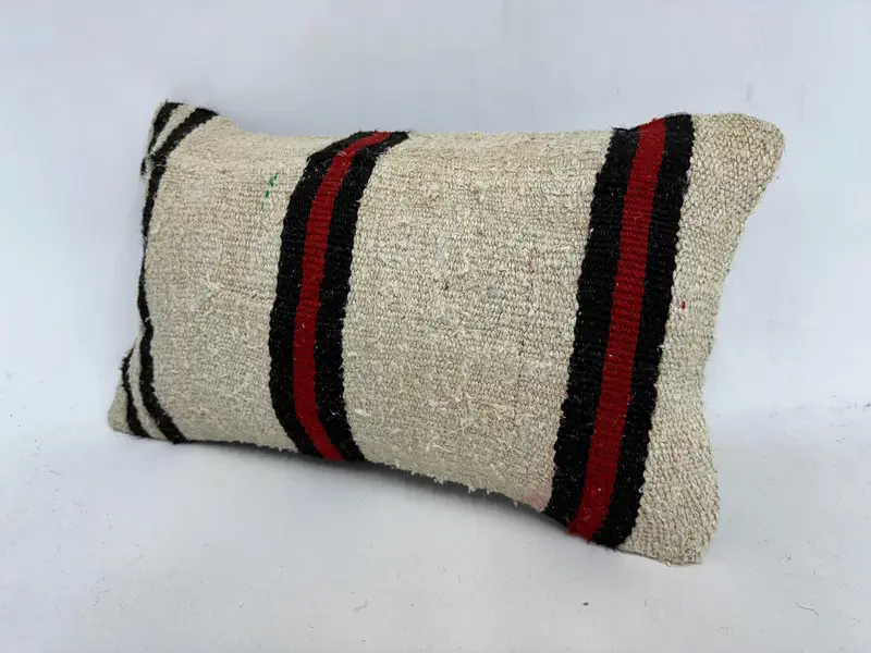 Handmade Striped Pillow, 12x20 Inches Rectangular Throw Pillow - 4