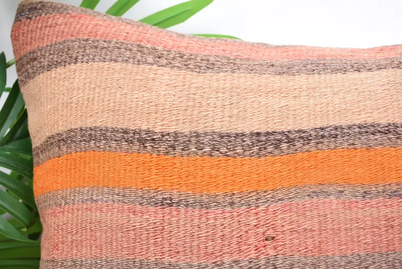 18x18 Orange Pillow Sham, Home Decor Pillow, Vintage Kilim Throw Pillow, Boho Pillow, Pillow Cover, Shabby Chic Cushion Case, Ottoman Cushion Cover - 2