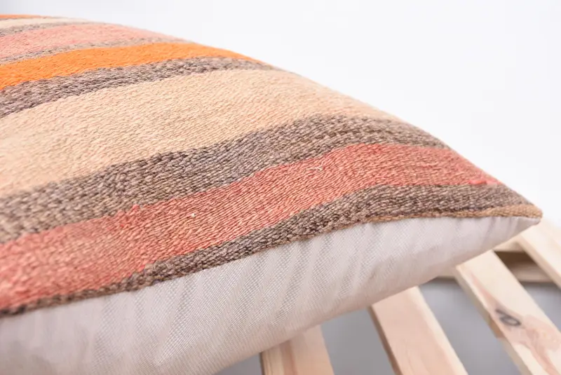 18x18 Orange Pillow Sham, Home Decor Pillow, Vintage Kilim Throw Pillow, Boho Pillow, Pillow Cover, Shabby Chic Cushion Case, Ottoman Cushion Cover - 7