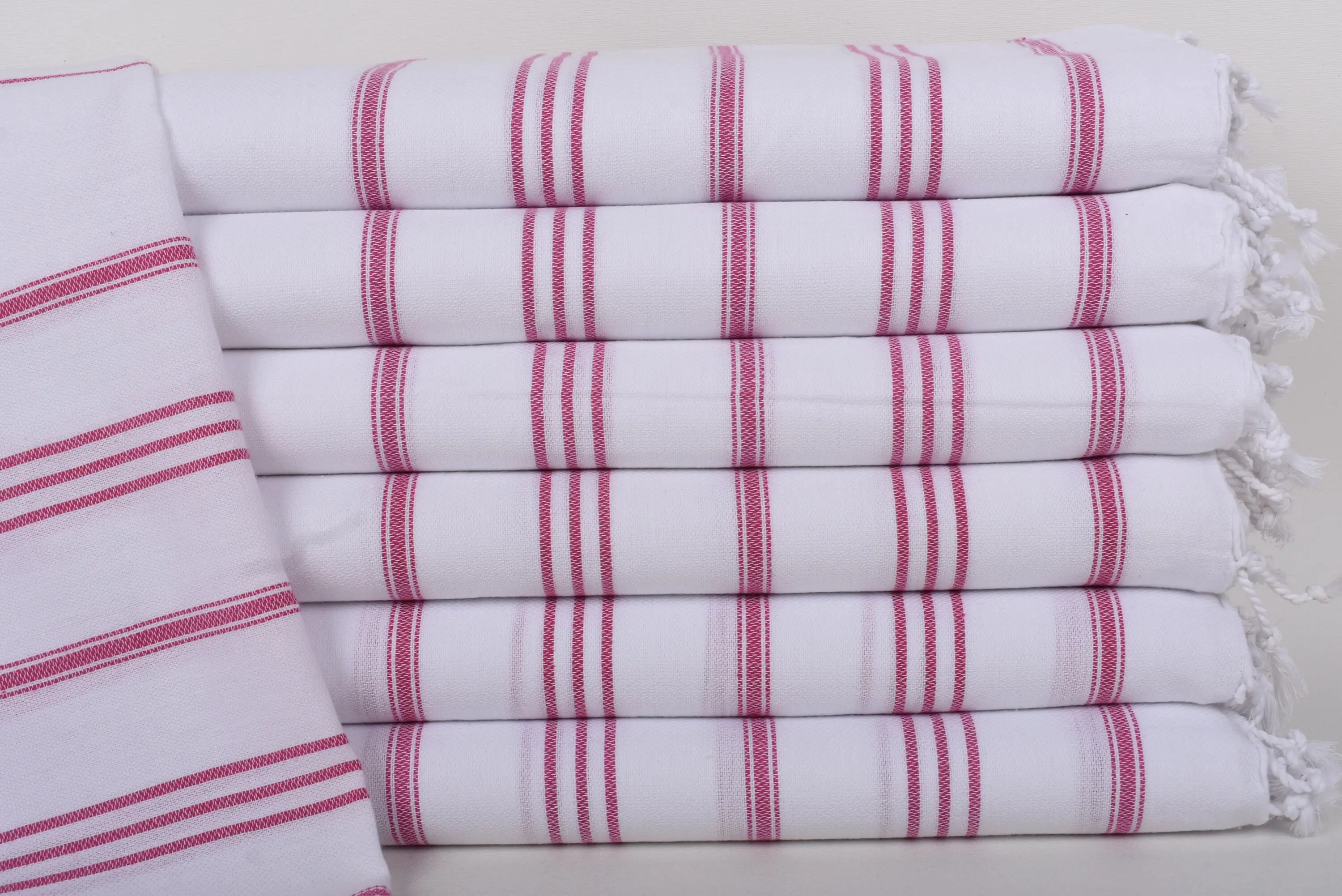 Beach Theme Personalized Dish Towel, Organic Cotton, Fuchsia Stripes, 40x24 Inches - 1