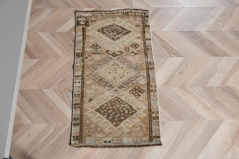 Alfombra 50x80 cm, estampado de plantas marrón y verde