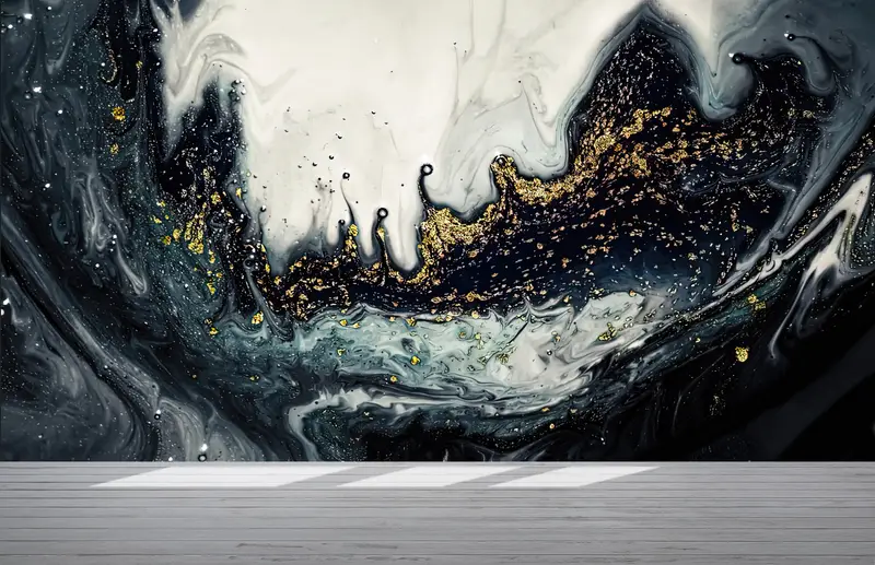 Modern Wall Paper, Abstract Wallpaper, Black And Gold Marble, Custom Wall Paper, Wall Paper Peel and Stick, Modern Wall Painting, - 6