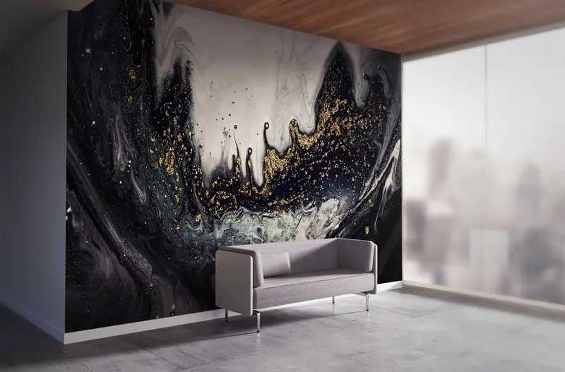 Modern Wall Paper, Abstract Wallpaper, Black And Gold Marble, Custom Wall Paper, Wall Paper Peel and Stick, Modern Wall Painting, - 3