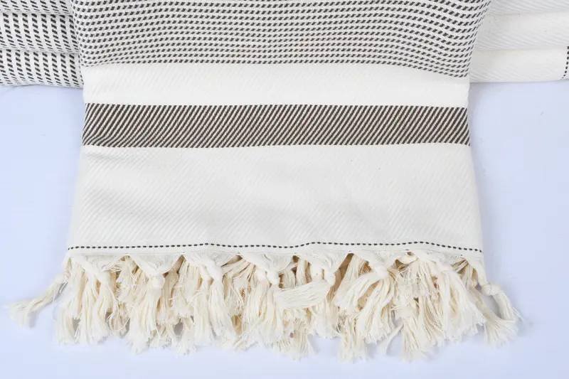 Woven Throw Blanket, 88x80 Cotton Striped Towel, Bridal Shower Gift, Turkish Cotton Throw Blanket, Beach Wedding Favor, Best Friend Gift, Bedspread - 2