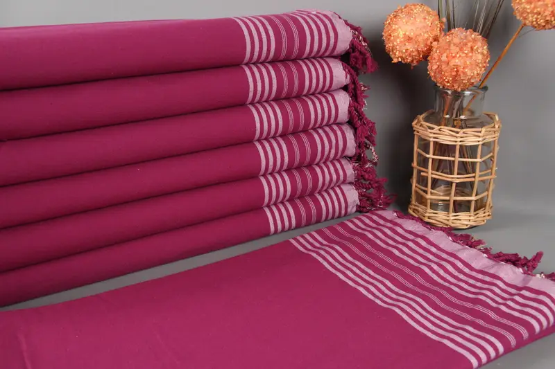 Custom Turkish Towel, Purple Striped Organic Cotton Beach Towel, 40x75 Inches