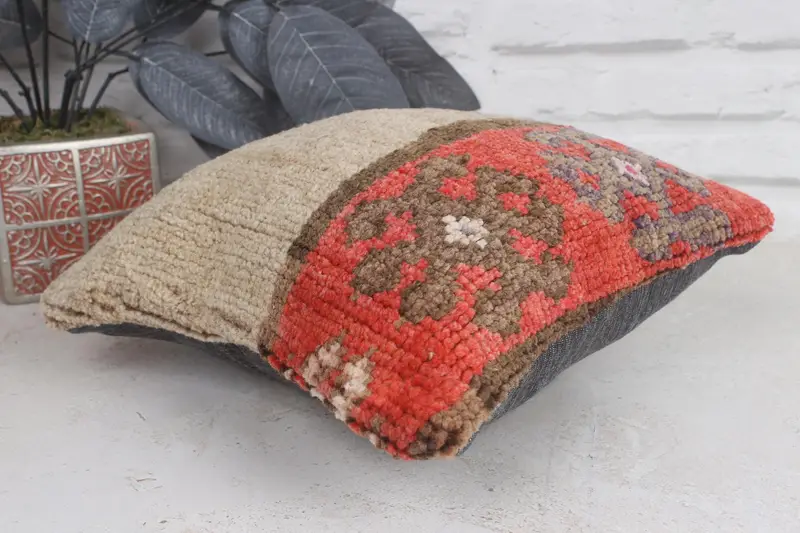 Pillow for Sofa, Bohemian Cushion Pillow Cover, Aztec Cushion, Vintage Kilim Throw Pillow, Home Decor Pillow, 12x12 Red Pillow Sham, Cushion - 6