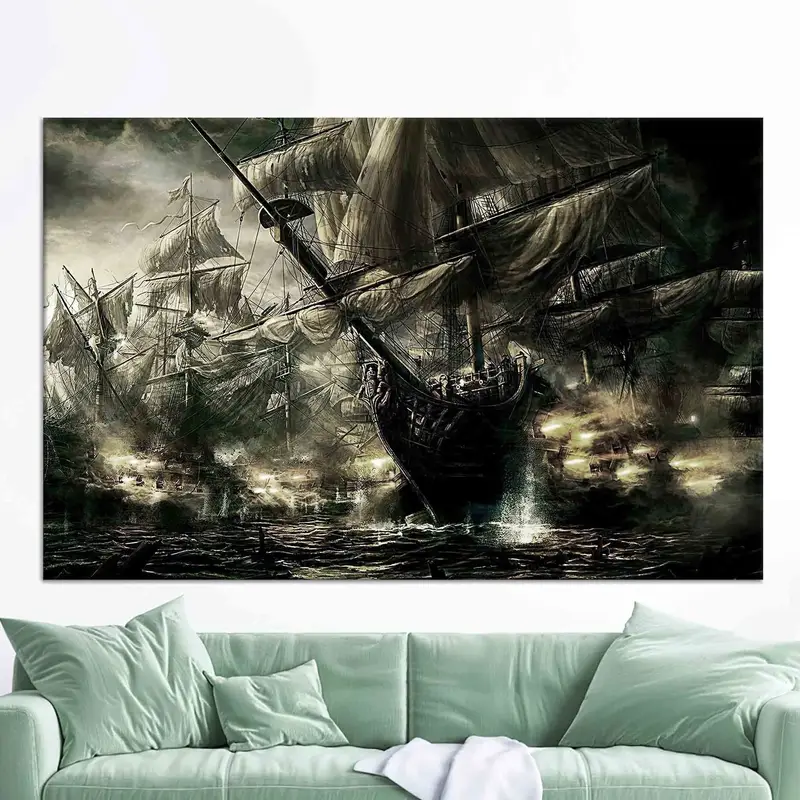 Elegante Piraten-Meerblick-Leinwand: Nautische Segelschiff-Kunst