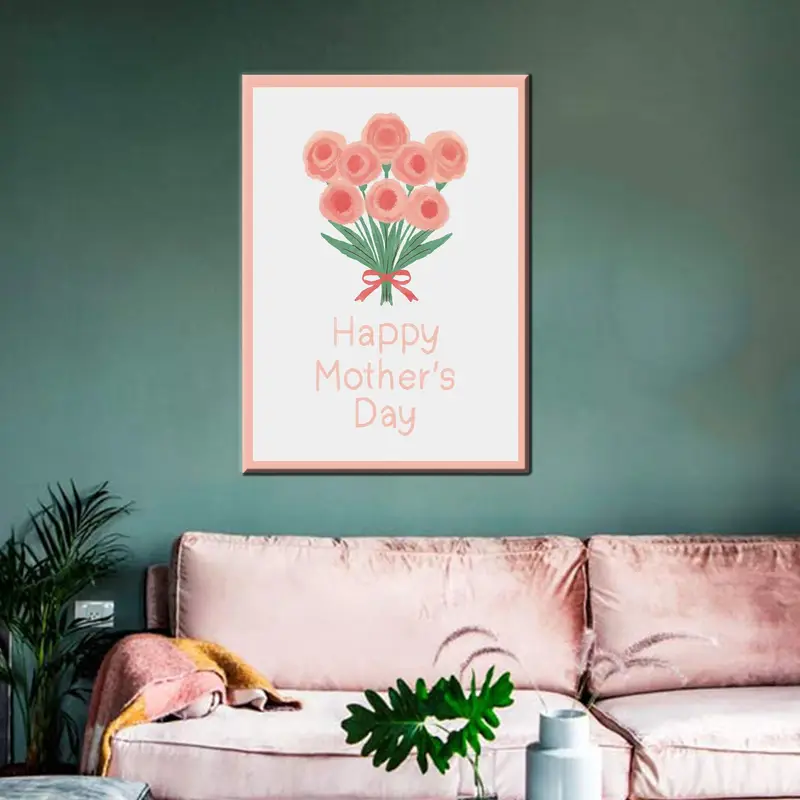 Modern Pink Floral Printed Canvas, Personalized Mom Flower Wall Art, Custom Photo Gift - 1