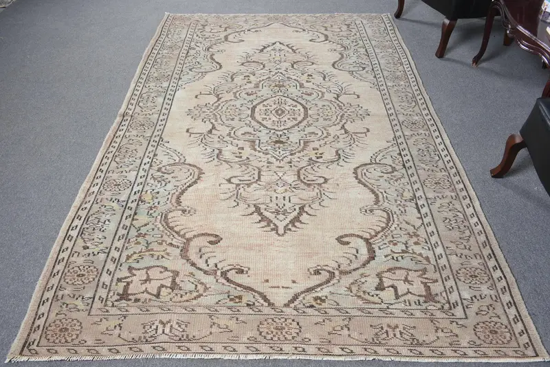 Alfombra Verde Hecha a Mano 1,8x2,5m Diseño Botánico