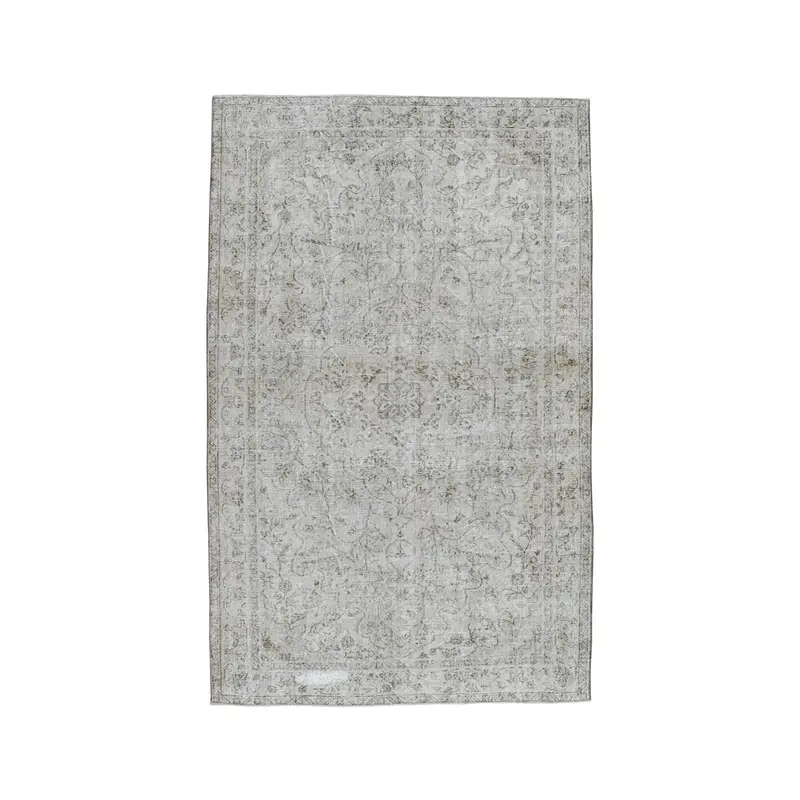 Turkish Vintage Large Rug 5.4x8.7 ft, Oushak Gray Wool Rug - 1