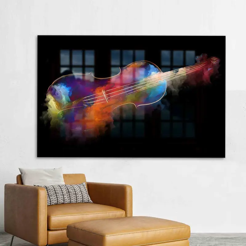エレガントなプリントガラス: 音楽愛好家のための抽象的なヴァイオリン