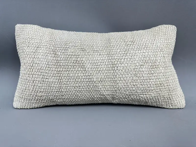 Boho Pillow, Pillow Cover, Handmade Pillow, Handmade Kilim Cushion, Vintage Kilim Throw Pillow, Knitted Cushion Cover, 8x16 Beige Cushion Cover - 4