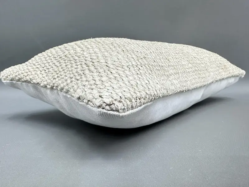 Boho Pillow, Pillow Cover, Handmade Pillow, Handmade Kilim Cushion, Vintage Kilim Throw Pillow, Knitted Cushion Cover, 8x16 Beige Cushion Cover - 6