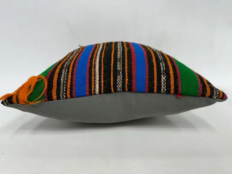 18x18 Green Pillow, Boho Pillow Sham Cover, Colorful Pillow Cover, Turkish Rugs Cushion, Cushion Case, Throw Kilim Pillow, Vintage Kilim Pillow - 5
