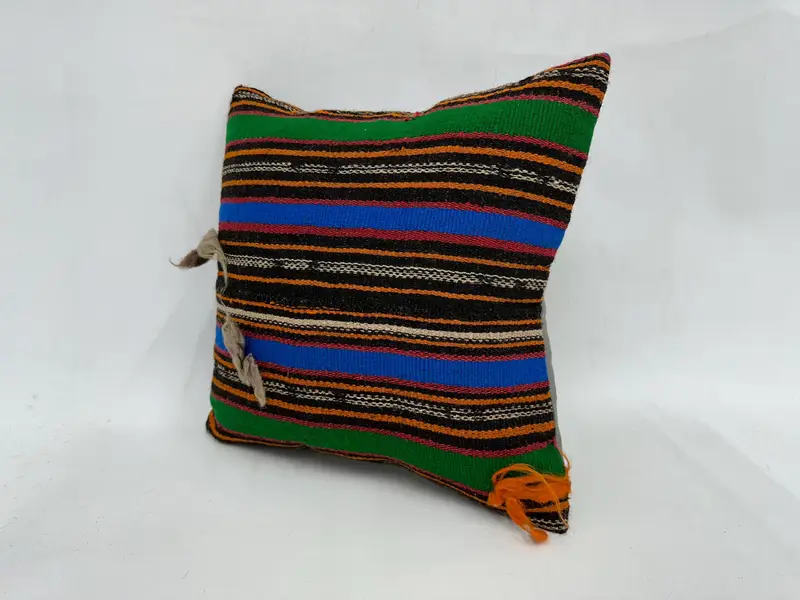 18x18 Green Pillow, Boho Pillow Sham Cover, Colorful Pillow Cover, Turkish Rugs Cushion, Cushion Case, Throw Kilim Pillow, Vintage Kilim Pillow - 4