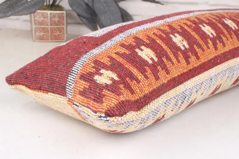 Neutral Pillow Sham, Cushion, Kilim Pillow Cover, Throw Kilim Pillow, Vintage Kilim Pillow, 12x36 Red Pillow, Wholesale Cushion Cover - 6