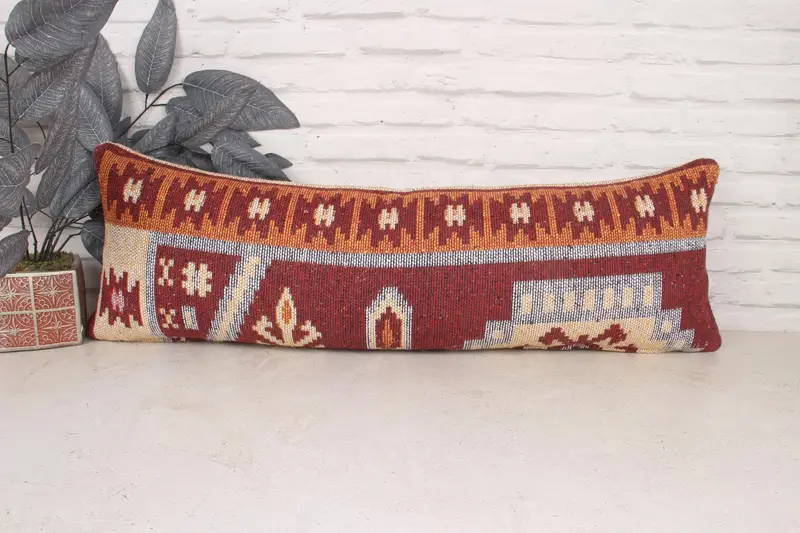 Neutral Pillow Sham, Cushion, Kilim Pillow Cover, Throw Kilim Pillow, Vintage Kilim Pillow, 12x36 Red Pillow, Wholesale Cushion Cover - 1