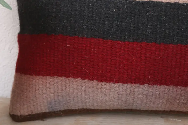 Vintage Kilim Pillow, Kilim Pillow Cover, Christmas Cushion, Aztec Pillow Cover, Pillow Case, 8x16 Red Pillow Case, Throw Kilim Pillow - 3