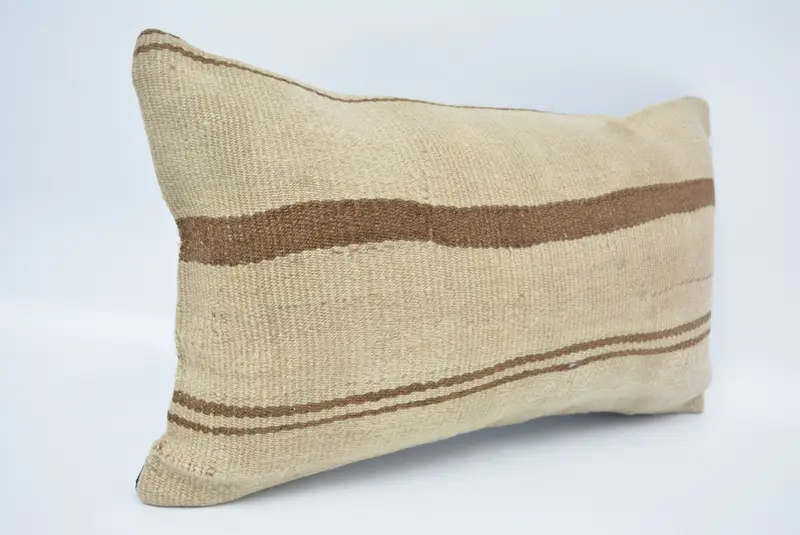 Boho Pillow, Sofa Pillow Case, Pillow, Interior Designer Pillow, Vintage Kilim Pillow Pillow, 12x20 Beige Cushion Case, Kilim Pillow Cover - 3
