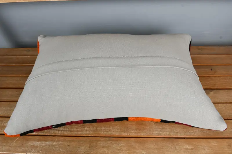Vintage Kilim Throw Pillow, Turkish Pillow, 16x24 Red Pillow, Vintage Kilim Pillow, Turkish Corner Cushion Cover, Cushion Cover, Retro Pillow Sham - 5