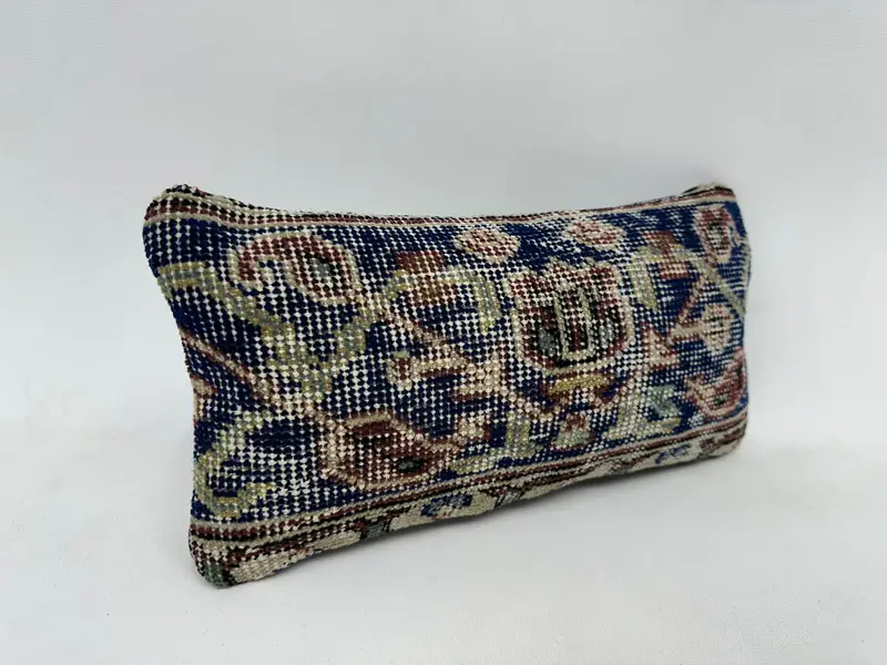 Floor Pillow, Vintage Pillow, 8x16 Blue Pillow, Square Throw Pillow Sham, Home Decor Pillow, Bolster Cushion, Cushion Cover, Throw Kilim Pillow - 3