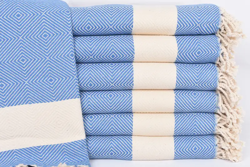Personalized Turkish Cotton Blue Diamond Towel, 79x40 Inches