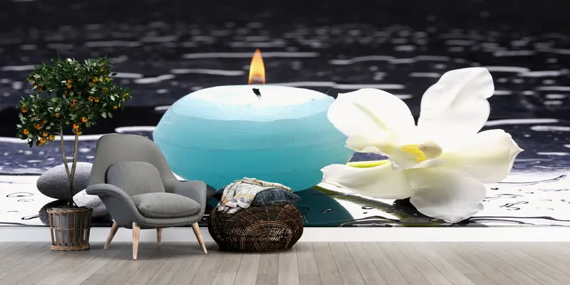 Elegante Tapete mit Zen-Orchideendruck: Spa-inspirierte Gelassenheit