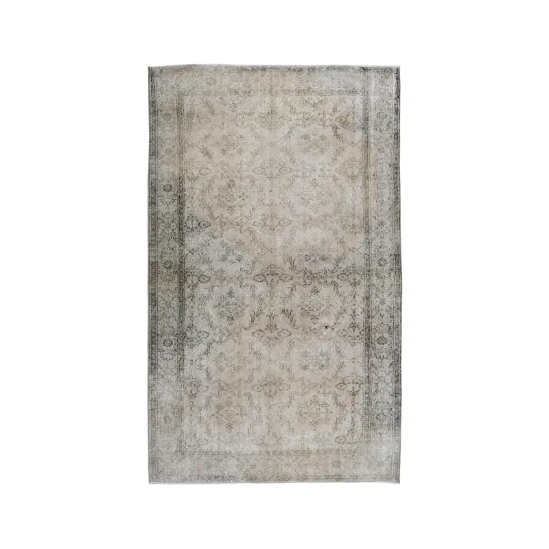 Turkish Oushak Rug 5.5x9.6 ft (167x292 cm), Gray Plants & trees Vintage Rug - 1