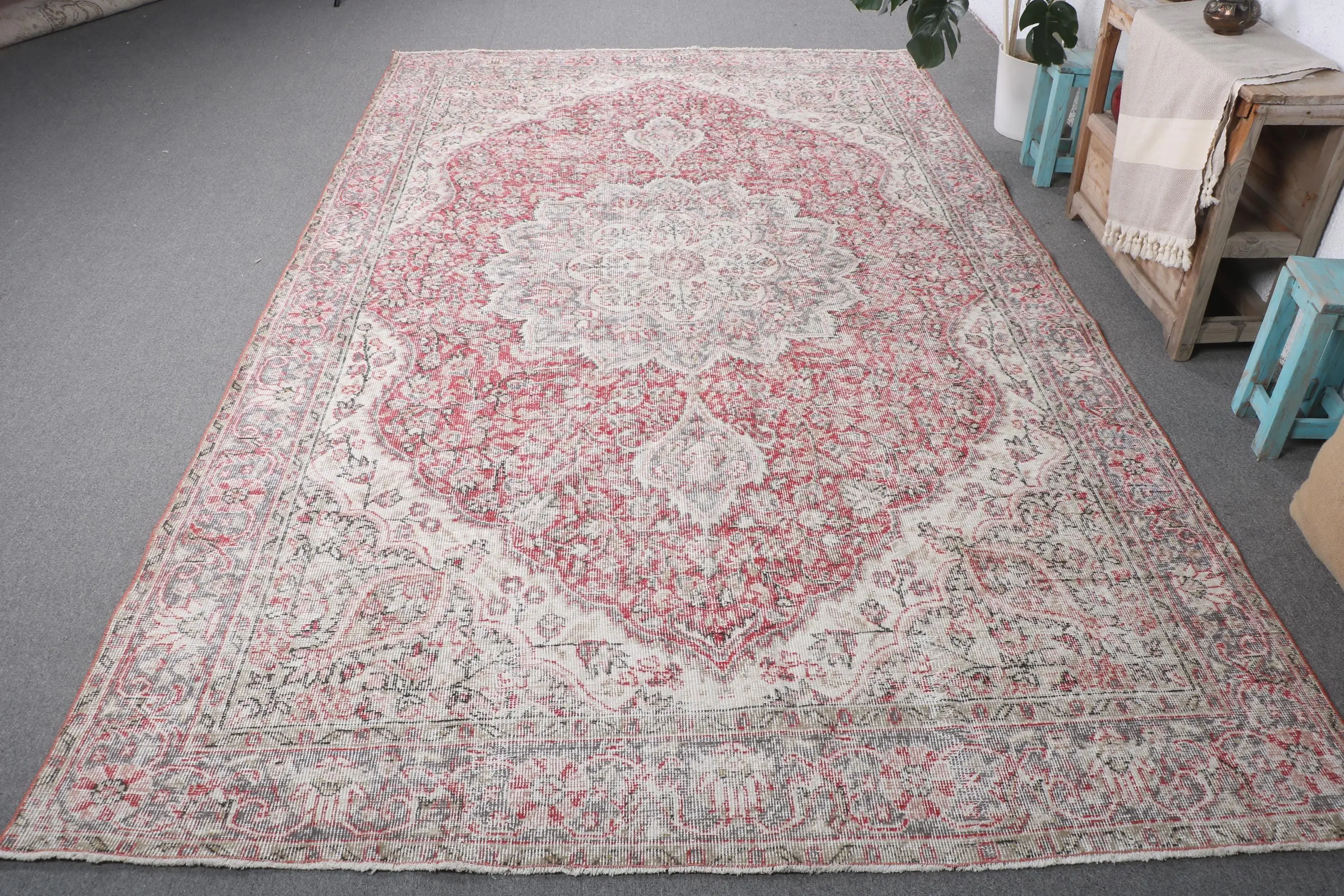 6,6x11,2 ft Teppich, türkischer Vintage Teppich, roter Wollteppich - 1