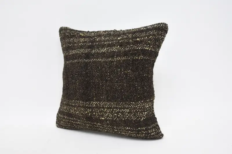 Pillow, Designer Throw Cushion Cover, Handmade Kilim Cushion, Home Decor Pillow, 14x14 Brown Cushion Case, Ethnical Kilim Rug Pillow - 4
