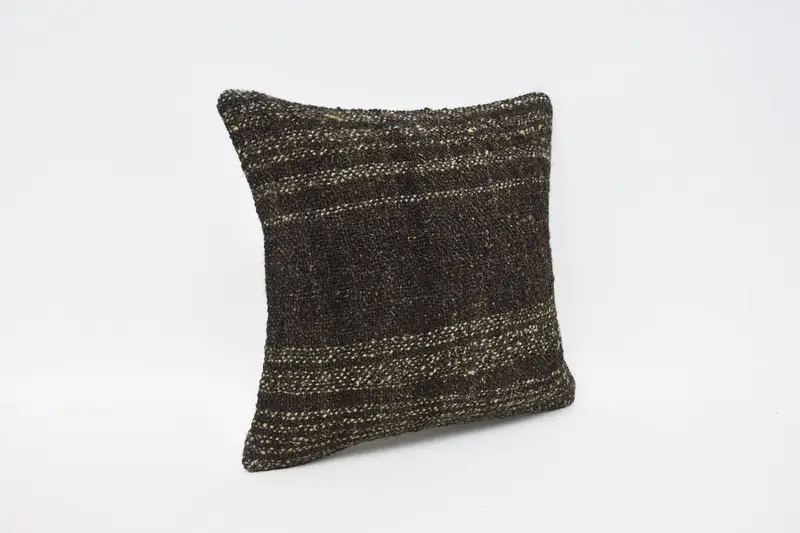 Pillow, Designer Throw Cushion Cover, Handmade Kilim Cushion, Home Decor Pillow, 14x14 Brown Cushion Case, Ethnical Kilim Rug Pillow - 3