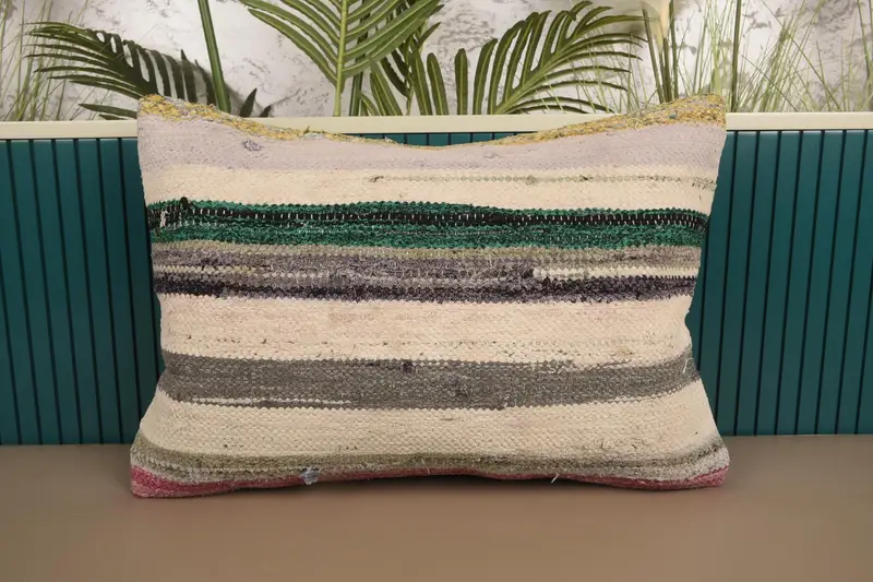 Throw Beige Pillow Cover, Striped 16x24 inch Gift Pillowcase - 1