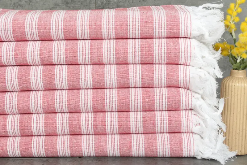 Dark Red Striped Towel Custom Name, 40x71 Inches