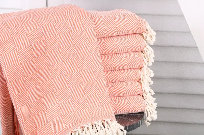 Orange Cotton Towel Bachelorette Party Gift Diamond Towel, 40x71 Inches