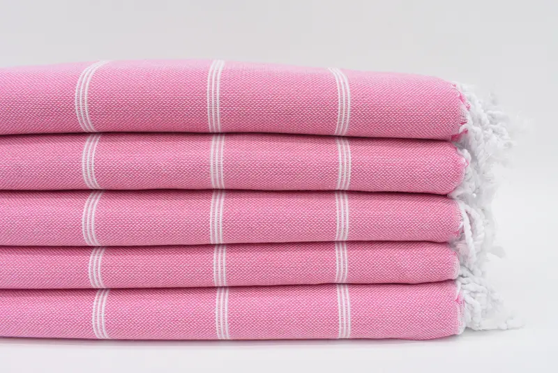 Pink Striped Beach Towel, 70x40 Inches, Soft Cotton, Bathroom Towel