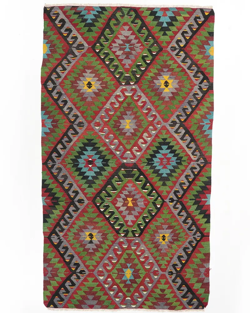 Zarif Yeşil Halı, 5,2x9,3 ft Şık Dekor Temel