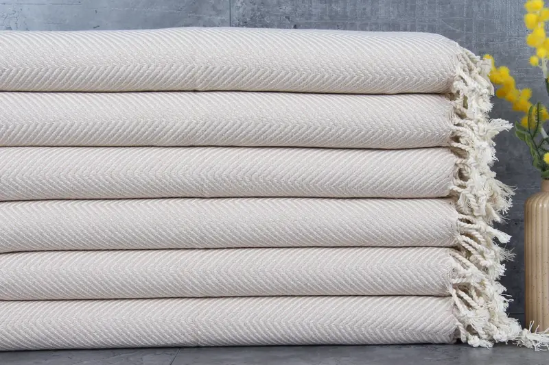 Turkish Tea Towel Light Beige Chevron Dishcloth, 20x40 Inches