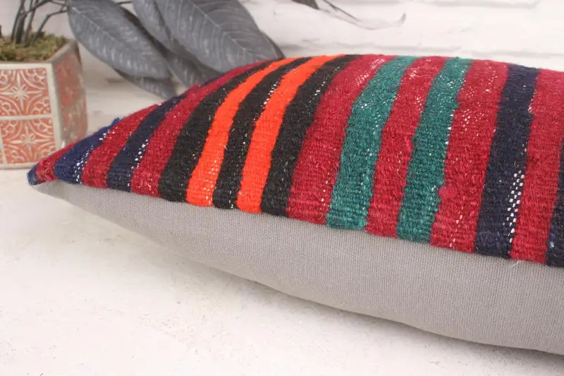 Bright Cushion, 12x20 Red Cushion, Cushion Cover, Kilim Pillow Cover, Turkish Pillow, Lounge Throw Cushion Cover, Vintage Kilim Pillow - 7