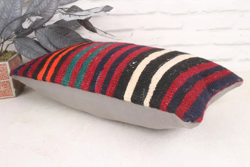 Bright Cushion, 12x20 Red Cushion, Cushion Cover, Kilim Pillow Cover, Turkish Pillow, Lounge Throw Cushion Cover, Vintage Kilim Pillow - 6