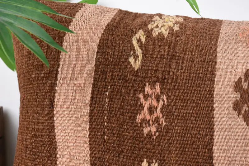 Aesthetic Cushion Cover, Pillow Sham, 12x43 Brown Cushion Case, Antique Pillows, Lounge Throw Pillow Sham, Gift Pillow, Handmade Kilim Cushion - 2