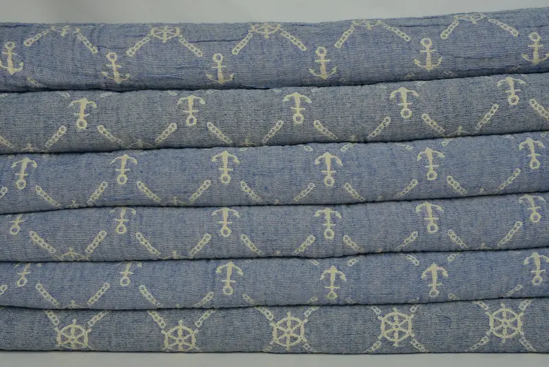 Bachelorette Gifts, Boho Throw Blankets, Wedding Gift Customized Blanket, 88x68 Cotton Marine Design Towel, Customized Throw Blankets, Woven Blanket - 3