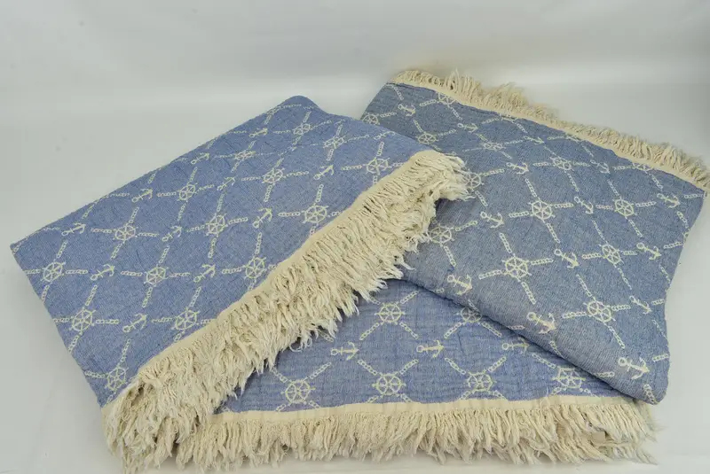 Bachelorette Gifts, Boho Throw Blankets, Wedding Gift Customized Blanket, 88x68 Cotton Marine Design Towel, Customized Throw Blankets, Woven Blanket - 7