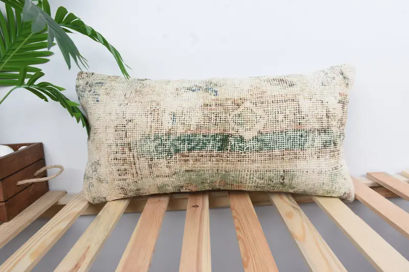 12x24 Beige Cushion Case, Handmade Kilim Cushion, Personalized Gift Pillow Pillow Cover, Pillow Sham, Vintage Kilim Throw Pillow, Kilim Cushion Sham - 1