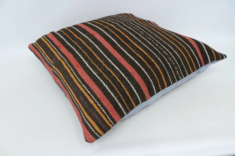 Throw Kilim Pillow, Garden Pillow Sham, 28x28 Brown Pillow, Cushion, Turkish Pillow, Sustainable Cushion Cover, Vintage Pillow - 6